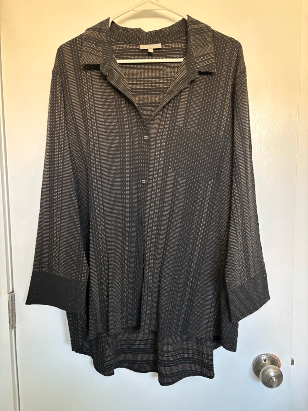 Habitat Black and Gray Textured Button-Front Tunic